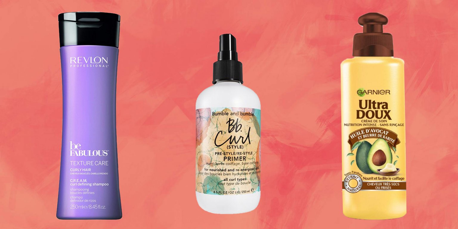 Il s'agit d'une image qui montre trois produits pour le soin de cheveux soit la marque be FABULOUS, Bb Curl et GARNIER.