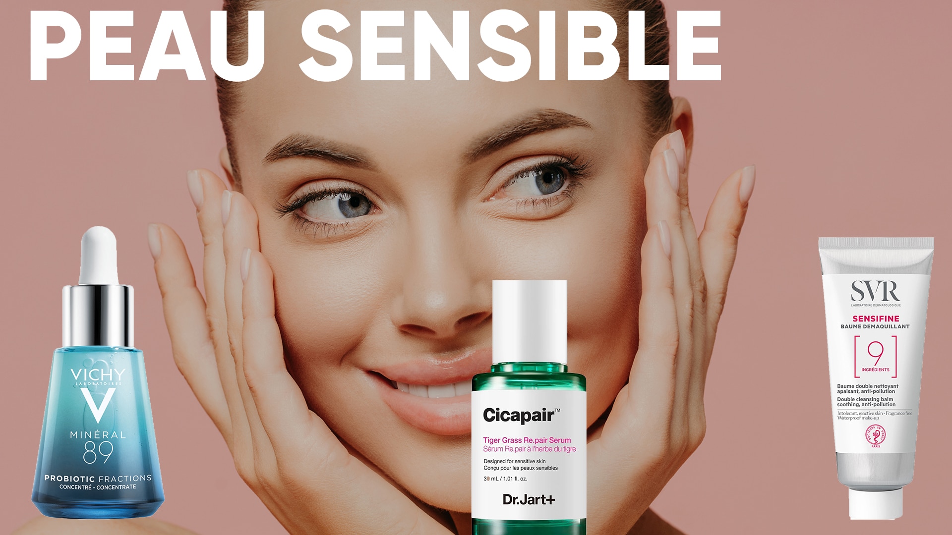Il s'agit d'une image qui montre trois produits pour le soin de cheveux soit la marque be Vichy, Cacapair et SVR